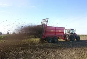Aplicación de abono orgánico con remolque estercolador